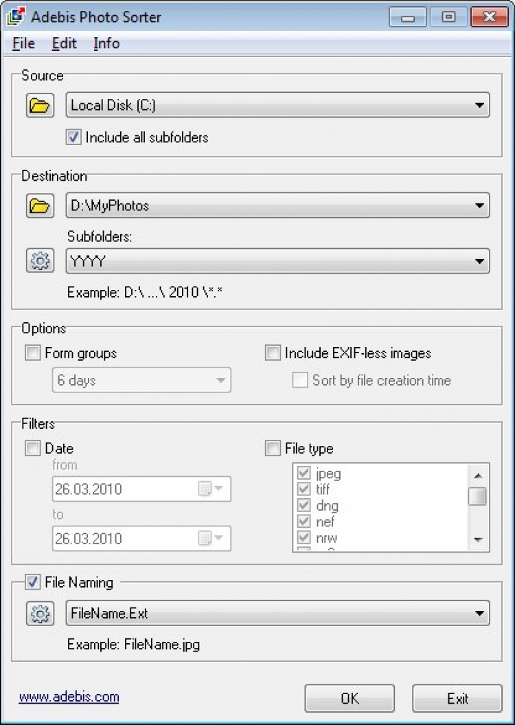 Adebis Photo Sorter 1.0 para Windows (Ultima versión)