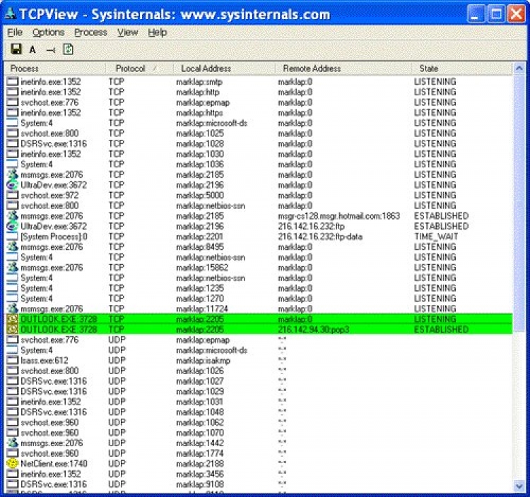 TCPView 3.05 para Windows (Ultima versión)